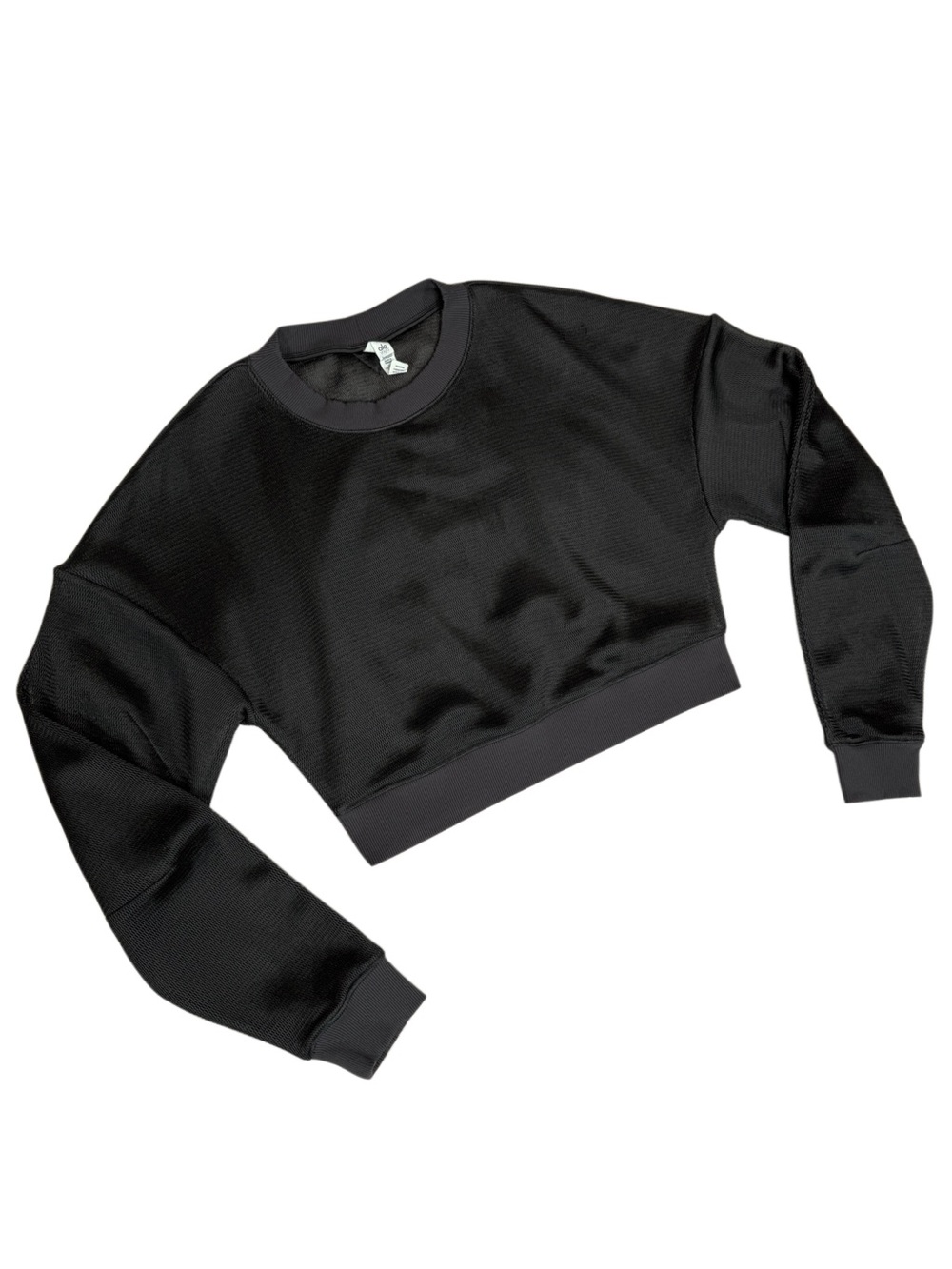 ALO Yoga Row Long Sleeve Black Mesh Athletic Crop Pullover Sheer Top - Picture 17 of 17